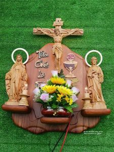Bộ bàn thờ công giáo gỗ pơ mu cao 30cm bàn thờ 70x45(cm) trang trí bàn thờ công giáo