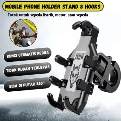 Cakar Holder 8 Hooks Kait Mobile Phone Holder Stand Universal Sepeda Motor Adjustable Stang
