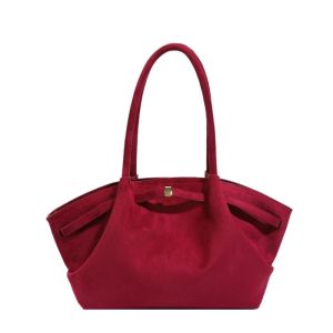2026 Women Suede Tote Bag with Inner Pocket Bag Large Capacity Solid Color Satchel Bags for Work Travel Purses Handbags2026