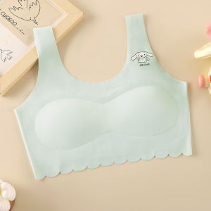 Janesame丨บราไร้รอยต่อระบายอากาศดีไซน์กระต่ายการ์ตูนน่ารักสำหรับเด็กผู้หญิงวัยรุ่นที่มีสายรัดและสะดวกสบายบุผ้าฝ้ายนุ่ม