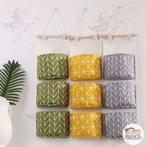 Durable Creative Cotton and Linen Waterproof Storage Hanging Bag 3 Layer Hanging Pockets LB230