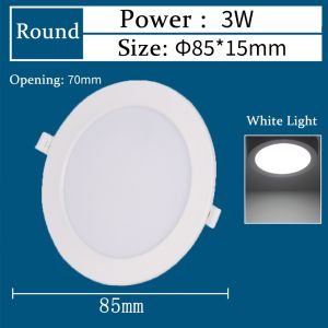 LED Ultra-Thin Embedded Panel Light Circular/Square Light (3W/6W/12W/18W) Ceiling Light  For Home &amp Commercial Space