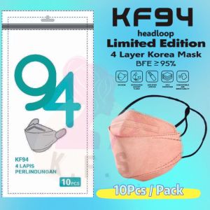 KF94 EARLOOP HIJAB 4 LAYERS KOREAN MASK BLACK DOUBLE MELVON TEBAL NUDE FULL COLOUR PINK MATCHA 10PCS BUNDLE PACK