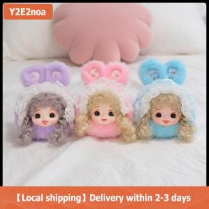【Local shipping】 Cute Rabbit Ear Vinyl Doll Pendant with Curly Hair Lace Design for Backpack Kids Gift Bag Hanging Decor