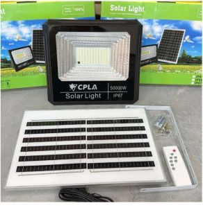 Luckylkh CPLA Solar Light 50000W IP67 LED Floodlight with Solar Panel and Remote Control