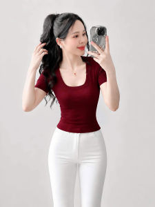 Áo cổ vuông tay ngắn bo cổ KVYBODY A59 chất borip lụa dày mịn co giãn thích hợp mặc ở nhà đi chơi đi tiệc