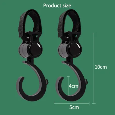 MLADEN 2 Pcs Baby Stroller Hook Hanger 360° Rotating Baby Carrier Hook Baby Cart Hooks Shopping Bag Clip