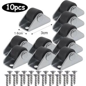10 chiếc hộp đựng đồ nội thất đa năng mini 0.5inch Hộp đựng ròng rọc xe đẩy bằng thép không gỉ chống mài mòn im lặng Kệ bánh xe phụ kiện sửa chữa nhà