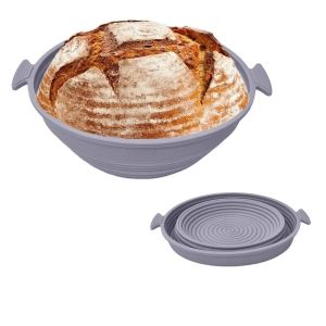 FFBH Silicone Foldable Bread Proofing Basket Food Grade Non-Stick Sourdough Bread Baking Bowl Heat-Resistant 8K3Q7