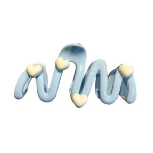 Ngọt ngào dễ thương không thường xuyên cá mập kẹp tóc cho phụ nữ Màu xanh tim vẫy hình kẹp tóc càng cua màu kem Kẹp tạo kiểu tóc thanh lịch