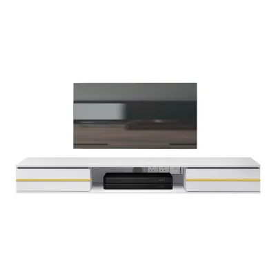 Living Mall Sombra Series Floating TV Console Wall Mounted in Walnut and White Colour
