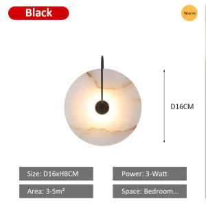 25CM Corridor Aisle Exposed Night Light Simple 3W Round Lampshade Natural Marble Decorative Led Wall Lamp