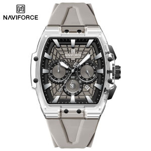 NAVIFORCE Original Mens Quartz Watch Brand New Chronograph Silicone Strap 50m Waterproof Date Luminous Hands Mens Casual Fashion Watches NF6113