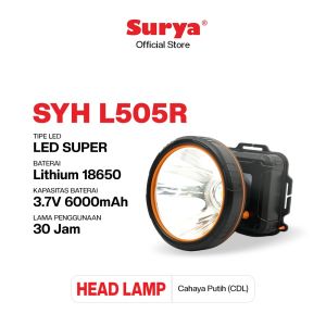 Surya Senter Kepala Selam LED SYH L505R 50Watt Baterai 6000Mah Rechargeable 30 JAM