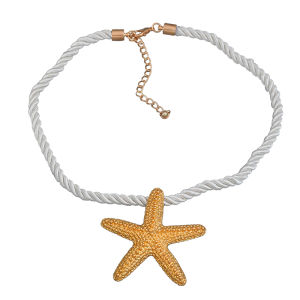 Hmeme เทรนด์2024สร้อยคอจี้ปลาดาวทองสำหรับผู้หญิงสร้อยคอสำหรับปาร์ตี้วันหยุดฤดูร้อนของขวัญเครื่องประดับสไตล์ Boho