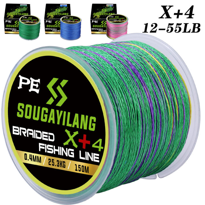 Sougayilang Fishing Lines X4+1 Durable Braided Fishing Line Multifilament  150M Carp Fishing Line 0.10MM-0.40MM 12.3LB-55.8 LB Braided Wire PE Line