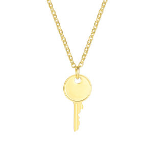 Kemstone Stainless Steel Golden Key Necklace for Women Hip Hop Jewelry