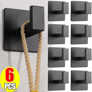 【Super low price】1/6Pcs Strong Self-Adhesive Wall Hooks Keys Bag Shower Robe Hanging Holder Clothes Coat Hanger Towel Rack Kitchen Bathroom Hook