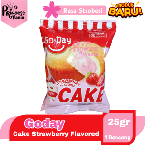 ( 1 RENCENG / 10PCS ) GODAY CAKE STRAWBERRY FLAVORED  25GR CEMILAN SNACK KUE BOLU
