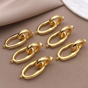 ALLLUCK 3pcs Mạ vàng Khóa nối trang sức Tự làm Đồng Khóa dây chuyền Làm dày Hình bầu dục không đều Khóa dây chuyền thủ công Làm đồ trang sức