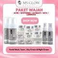 Ms Glow Paket Wajah ISI 5 ( Whitening / Luminous / Acne / Ultimate / White Cell DNA ) Free Essence Mini. 