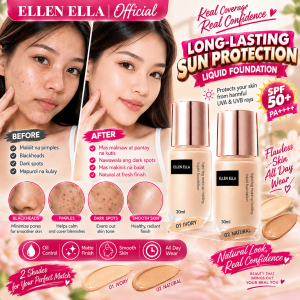 🔥 Ellen Ella Korean Full Coverage Foundation | Waterproof & Sweatproof Base with SPF 50 | Flawless Matte Finish Brightening Effect Oil Control & Long-Lasting Protection | NEW UPGRADE