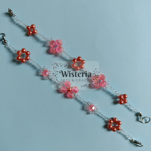 2 pcs set gelang manik-manik berkilau semi-transparan