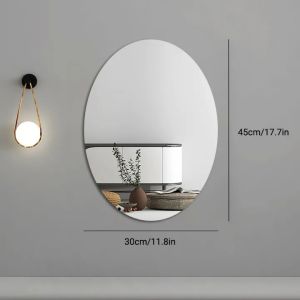 HD Bathroom Mirror Sticker Wall Acrylic Oval Vanity Mirror Self Adhesive Mirror Bed