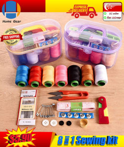 Multifunction Sewing，Kit Mini sewing kit，Threader Needle Tape Measure Scissor Thimble Box. Set for Home Travel Emergency Filled