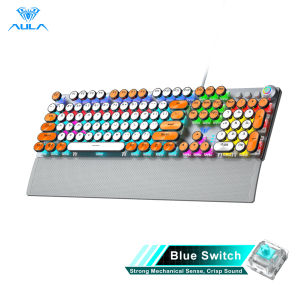 AULA F2058/F2088 PUNK Mechanical Gaming Keyboard with 22 Backlit 108 Keys Metal Pane Metal-plated Keycaps with Removable Wrist Rest Programmable for PC Laptop Blue Switch/Black Switch/Brown Switch/Red Switch