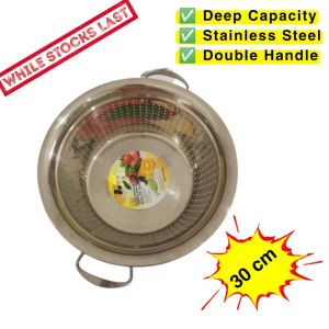 Stainless steel double handle rice washing sieve draining basket rice cleaner Vegetable washing basin