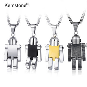 Kemstone Creative Stainless Steel Movable Robot Pendant Necklace for Mens Jewelry