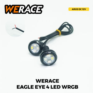 WERACE Lampu LED Sorot Eagle Eye / Mata Elang 4 LED WRGB Flash Running Kedip 4 Warna 23mm (Harga 1 Set Isi 2 Pcs)