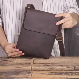 High Quality Messenger Bag For Men Genuine Leather Crossbody Bag Male Easy Travel Shoulder Bag for Tablet Mens Leather Handbag