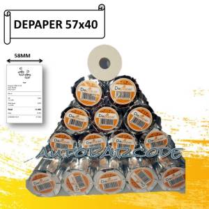 ( Dapat 10 Roll ) Depaper 57X40 Kertas Thermal Printer 58MM Struk Nota Kasir Kwitansi Cafe Resto Minimarket 58X40