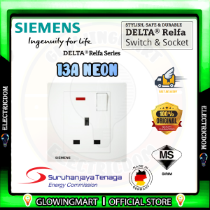 SIEMENS DELTA® Relfa SERIES 13A 1 GANG SP SWITCHED SOCKET WITH NEON INDICATOR (SIRIM APPROVED)