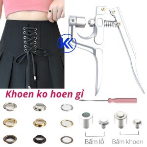 Bộ dụng cụ kìm bấm khoen ore mắt cáo kèm khoen không gỉ cao cấp bấm khoen quần áo  khoen bạt  khoen lỗ vải may mặc -KÌM XÁM