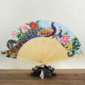 【COSER 77】พัด พู่ห้อยมุก พัดจีนสีดำ 8 นิ้ว พัดจีน ไม้ไผ่อบเคลือบเห็นประกายมุกจางๆ พัดจีนโบราณผู้หญิง พัดญี่ปุ่น สะบัดได้ง่ายดี