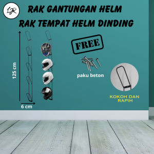 LJR Rak Gantungan Tempat Helm Besi 5 Susun yang Kokoh dan Kuat Tempel Dinding - hitam