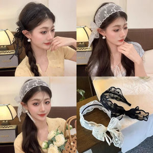 Lace Wide Headband for Woman 2025 New French Pastoral Ribbon Hair Hoop