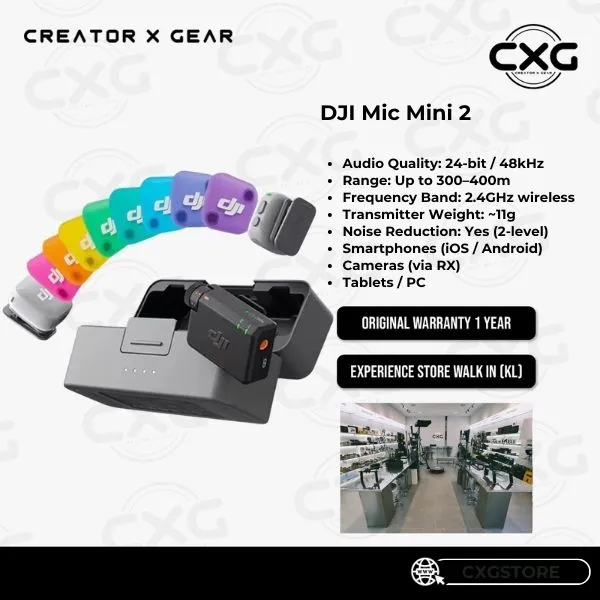 DJI Mic Mini 2 Wireless Microphone | Ultra-Light 24-bit Audio | 3 Voice Tone Presets | 2-Level Noise | Phone Camera