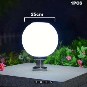 SOLAR LED IP65 WATERPROOF GARDEN LIGHTS PILLAR LIGHT Solar Led Outdoor Light Round Ball Stainless Steel Solar Post Lamp