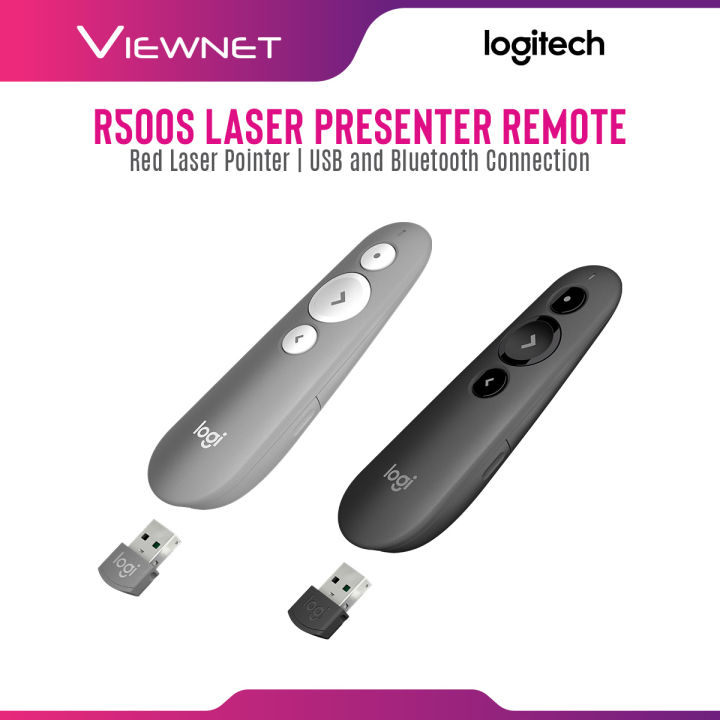 Logitech R500s Laser Presentation Remote with USB and Bluetooth Connection, Red Laser Pointer