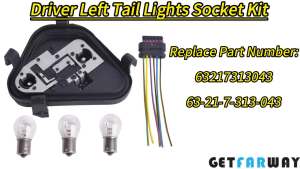 Driver Left Tail Lights Bulb Socket Panel & Plug Connector & Three Bulbs 63217313043 Compatible with BMW 3-Series 320i 328i 335i 328d 2012 2013 2014 2015 Rear Light Lamp Repair Board Kit