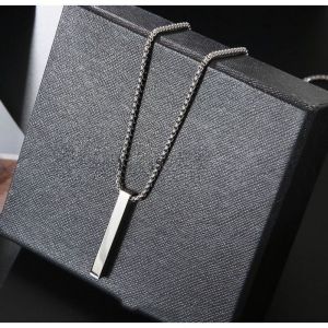 TERBARU KALUNG TITANIUM PRIA WANITA LIONTIN BALOK MODEL HIP HOP KOREA