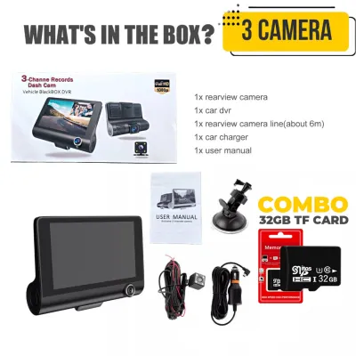 Full HD 1080P Car DVR 3Camera/2Camera Lens 4.0Inch 1080P Dash cam IPS Screen with G Sensor Loop Recording