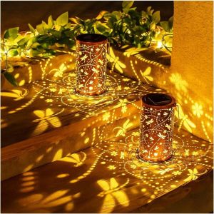 COPOTIYA Butterfly/Flower Hanging Solar Lanterns Solar Powered Portable LED Solar Night Light Outdoor Decorative Vintage Solar Wind Chime Lamp Home Decoration