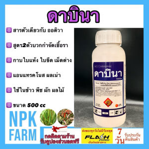 ดาบิน่า สารตัวเดียวกับ ออติวา ขนาด 500 ซีซี อะซ็อกซีสโตรบิน+ไดฟีโนโคนาโซล ป้องกันและกำจัด โรคกาบใบแห้ง ใบขีดสีน้ำตาล เมล็ดด่าง ใบไหม้ npkplant