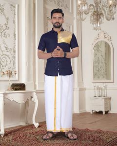 [Sedia sedia] pelancaran baru gaya selatan emas cetak reka bentuk separuh lengan baju untuk lelaki (penghantaran 4-5 hari)