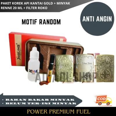 Paket Hemat Mancis Murah Meriah Korek Api Lilin Model Jipo Gold Classic Free Minyak Plus Pipa